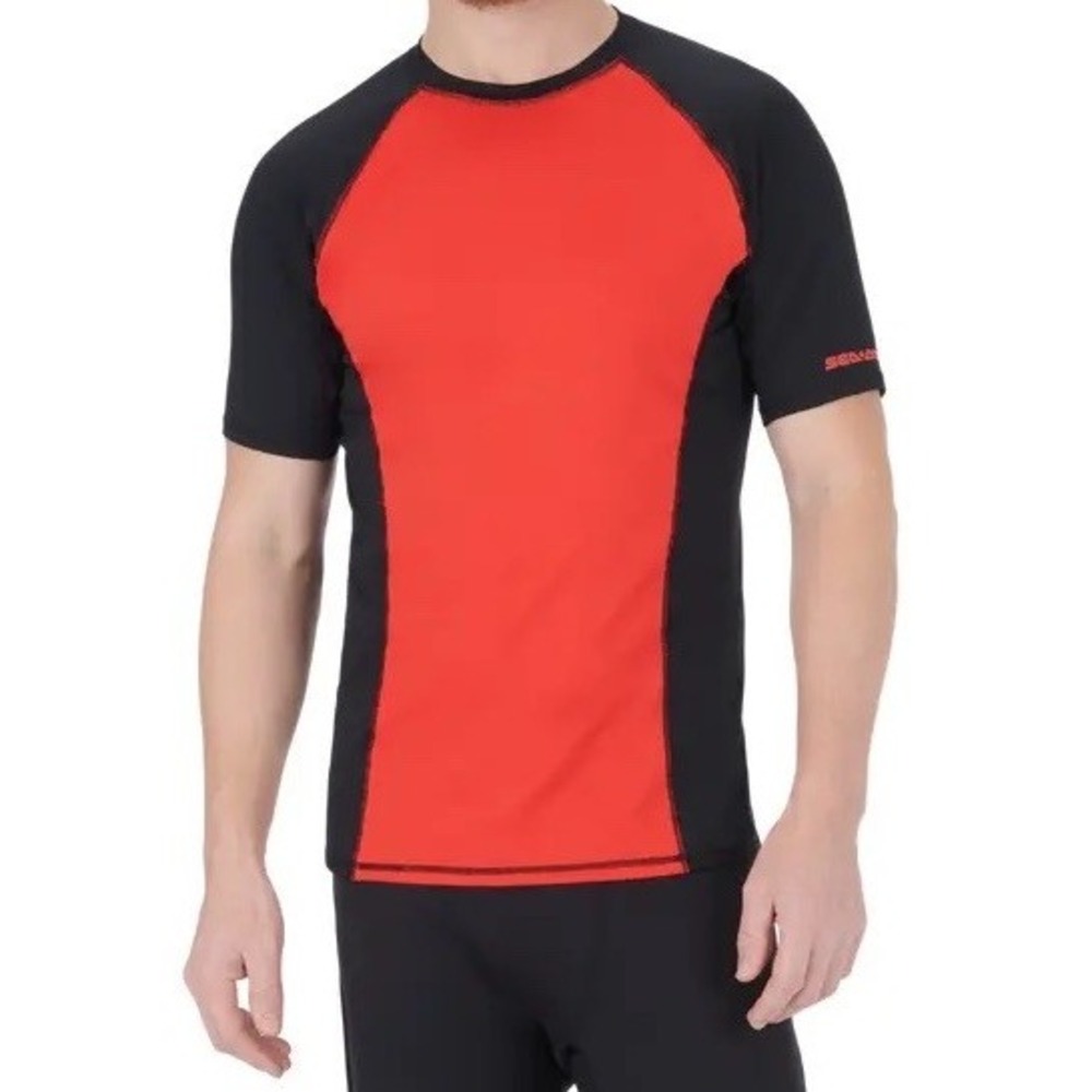 NWT Men's Sea-Doo Short Sleeve Performance Rash Guard Shirt Red Black Medium